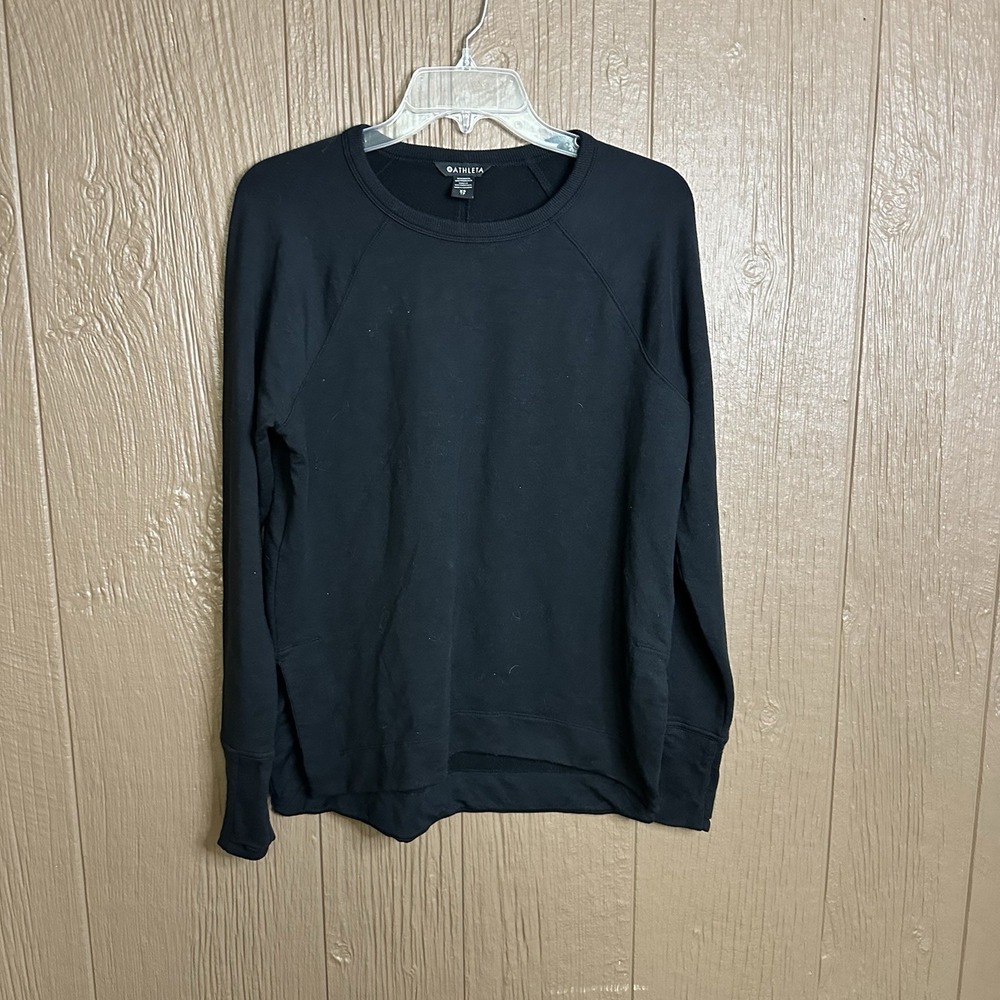 Athleta Coaster Luxe Recover Sweatshirt Long Sleeve Shirt Black Size XS Athletic